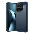Custodia in TPU spazzolato per Xiaomi 17T Pro - Fibra di Carbonio - Blu