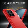 Custodia in TPU spazzolato per Xiaomi 17T Pro - Fibra di Carbonio - Rossa