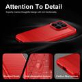 Custodia in TPU spazzolato per Xiaomi 17T Pro - Fibra di Carbonio - Rossa
