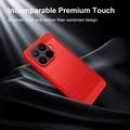 Custodia in TPU spazzolato per Xiaomi 17T Pro - Fibra di Carbonio - Rossa