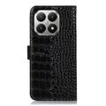 Custodia in Pelle a Portafoglio Serie Crocodile con RFID per Xiaomi 17T Pro - Nera