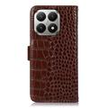 Custodia in Pelle a Portafoglio Serie Crocodile con RFID per Xiaomi 17T Pro - Marrone