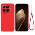 Custodia in silicone liquido con cinghia a mano per Xiaomi 17T Pro - Rossa