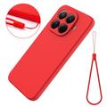 Custodia in silicone liquido con cinghia a mano per Xiaomi 17T Pro - Rossa