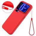 Custodia in silicone liquido con cinghia a mano per Xiaomi 18 Pro - Rossa