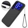 Custodia in silicone liquido con cinghia a mano per Xiaomi 18 Pro Max - Nera