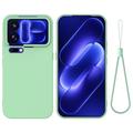 Custodia in silicone liquido con cinghia a mano per Xiaomi 18 Pro Max - Verde
