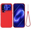 Custodia in silicone liquido con cinghia a mano per Xiaomi 18 Pro Max - Rossa