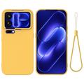 Custodia in silicone liquido con cinghia a mano per Xiaomi 18 Pro Max - Gialla