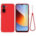 Custodia in silicone liquido con cinghia a mano per Xiaomi Poco C81 Pro - Rossa