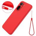 Custodia in silicone liquido con cinghia a mano per Xiaomi Poco C81 Pro - Rossa