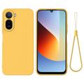 Custodia in silicone liquido con cinghia a mano per Xiaomi Poco C81 Pro - Gialla