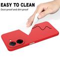 Custodia in silicone liquido con cinghia a mano per Xiaomi Poco C81x - Rossa