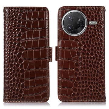 Custodia in Pelle a Portafoglio Serie Crocodile con RFID per Xiaomi Poco F7 Pro