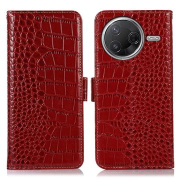 Custodia in Pelle a Portafoglio Serie Crocodile con RFID per Xiaomi Poco F7 Pro