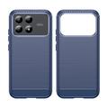 Custodia in TPU spazzolato per Xiaomi Poco F9 Pro - Fibra di Carbonio - Blu