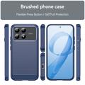 Custodia in TPU spazzolato per Xiaomi Poco F9 Pro - Fibra di Carbonio - Blu