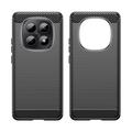 Custodia in TPU spazzolato per Xiaomi Poco M8/Redmi Note 15 5G - Fibra di Carbonio - Nera