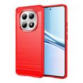 Custodia in TPU spazzolato per Xiaomi Poco M8/Redmi Note 15 5G - Fibra di Carbonio - Rossa