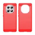 Custodia in TPU spazzolato per Xiaomi Poco M8/Redmi Note 15 5G - Fibra di Carbonio - Rossa