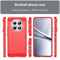 Custodia in TPU spazzolato per Xiaomi Poco M8/Redmi Note 15 5G - Fibra di Carbonio - Rossa