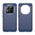 Custodia in TPU spazzolato per Xiaomi Poco M8 Pro/Redmi Note 15 Pro+ 5G - Fibra di Carbonio - Blu