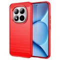Custodia in TPU spazzolato per Xiaomi Poco M8 Pro/Redmi Note 15 Pro+ 5G - Fibra di Carbonio - Rossa