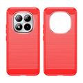 Custodia in TPU spazzolato per Xiaomi Poco M8 Pro/Redmi Note 15 Pro+ 5G - Fibra di Carbonio - Rossa