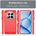 Custodia in TPU spazzolato per Xiaomi Poco M8 Pro/Redmi Note 15 Pro+ 5G - Fibra di Carbonio - Rossa