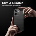 Custodia in TPU spazzolato per Xiaomi Poco X8 Power - Fibra di Carbonio - Nera