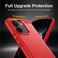 Custodia in TPU spazzolato per Xiaomi Poco X8 Power - Fibra di Carbonio - Rossa
