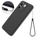 Custodia in silicone liquido con cinghia a mano per Xiaomi Poco X8 Power - Nera