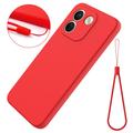 Custodia in silicone liquido con cinghia a mano per Xiaomi Poco X8 Power - Rossa
