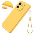 Custodia in silicone liquido con cinghia a mano per Xiaomi Poco X8 Power - Gialla