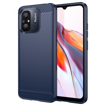 Custodia in TPU spazzolato per Xiaomi Redmi 12C - Fibra di carbonio - Blu
