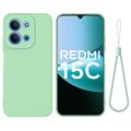 Custodia in silicone liquido con cinghia a mano per Xiaomi Redmi 15C - Verde
