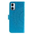 Custodia a portafoglio Mandala con cinturino da polso per Xiaomi Redmi 15a - Blu