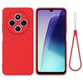 Custodia in silicone liquido con cinghia a mano per Xiaomi Redmi 17C - Rossa
