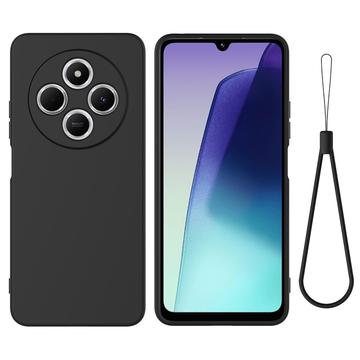 Custodia in silicone liquido con cinghia a mano per Xiaomi Redmi A3 Pro - Nera