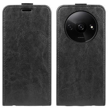 Custodia Flip Verticale con Slot per Schede per Xiaomi Redmi A3 - Nera