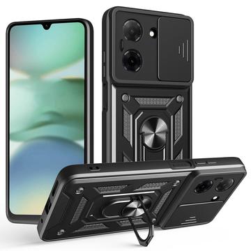 Custodia ibrida con anello rotante e protezione per fotocamera per Xiaomi Redmi A5 4G/Poco C71 - Nera