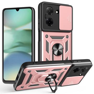 Custodia ibrida con anello rotante e protezione per fotocamera per Xiaomi Redmi A5 4G/Poco C71 - Rosa Oro