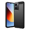 Custodia in TPU spazzolato per Xiaomi Redmi A7 Pro - Fibra di Carbonio - Nera