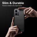 Custodia in TPU spazzolato per Xiaomi Redmi A7 Pro - Fibra di Carbonio - Nera