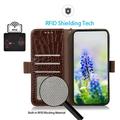 Custodia in Pelle a Portafoglio Serie Crocodile con RFID per Xiaomi Redmi K100 Pro/Poco F9 Pro - Marrone
