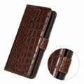 Custodia in Pelle a Portafoglio Serie Crocodile con RFID per Xiaomi Redmi K100 Pro/Poco F9 Pro - Marrone