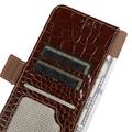 Custodia in Pelle a Portafoglio Serie Crocodile con RFID per Xiaomi Redmi K100 Pro/Poco F9 Pro - Marrone