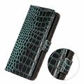 Custodia in Pelle a Portafoglio Serie Crocodile con RFID per Xiaomi Redmi K100 Pro/Poco F9 Pro - Verde