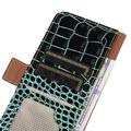 Custodia in Pelle a Portafoglio Serie Crocodile con RFID per Xiaomi Redmi K100 Pro/Poco F9 Pro - Verde