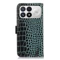 Custodia in Pelle a Portafoglio Serie Crocodile con RFID per Xiaomi Redmi K100 Pro/Poco F9 Pro - Verde